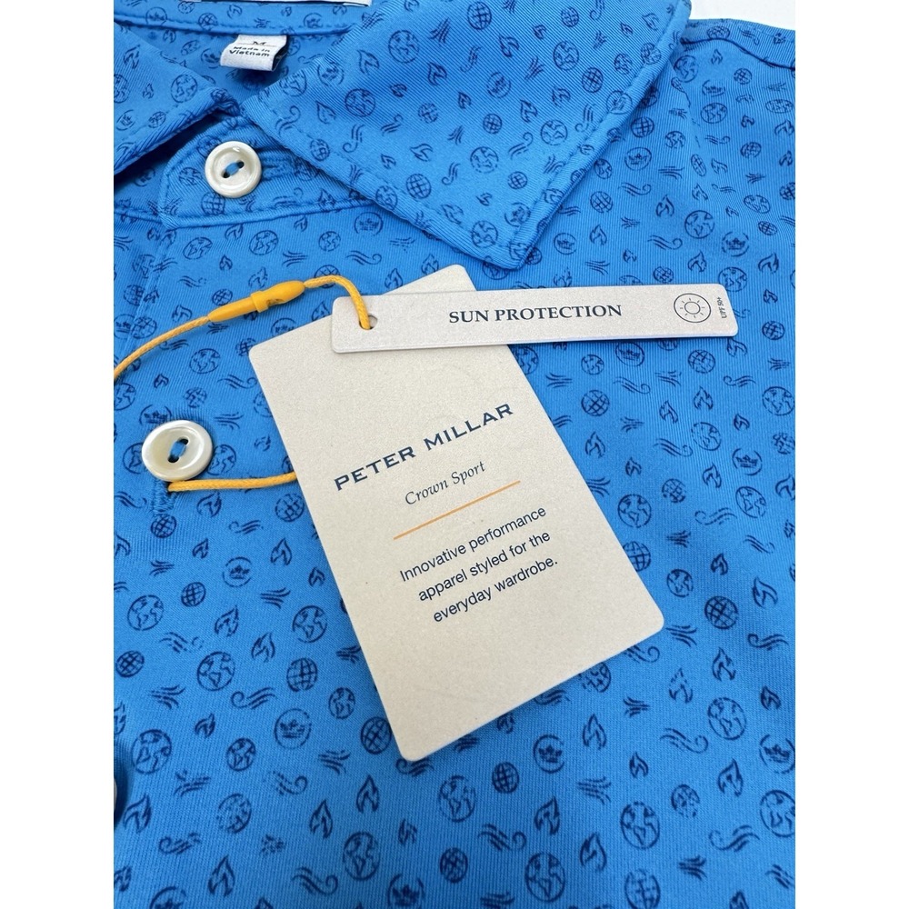 NWT Peter Millar "Elements" Jersey Golf Polo Shirt RVRBD Blue Men's XL $115